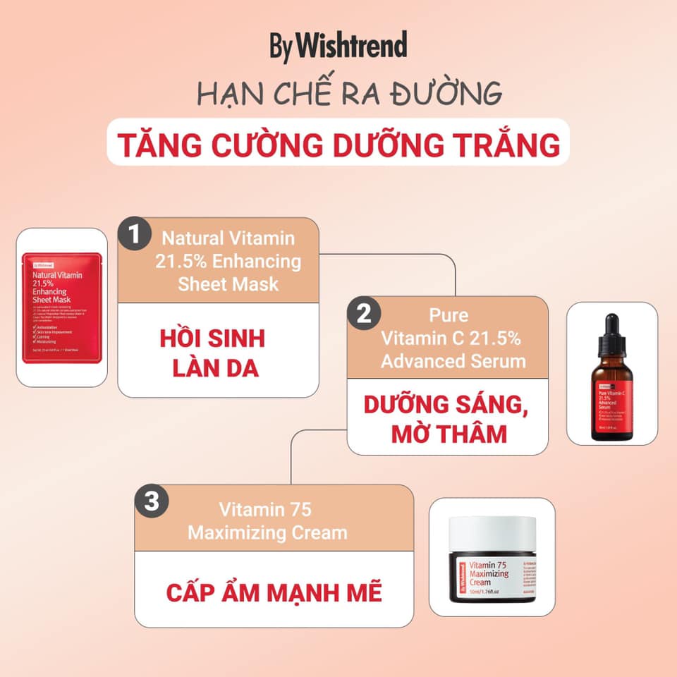 Tinh Chất Vitamin C sáng da ngừa thâm By Wishtrend Pure Vitamin C 21.5  Advanced Serum +Hộp Bông Tẩy trang Benton