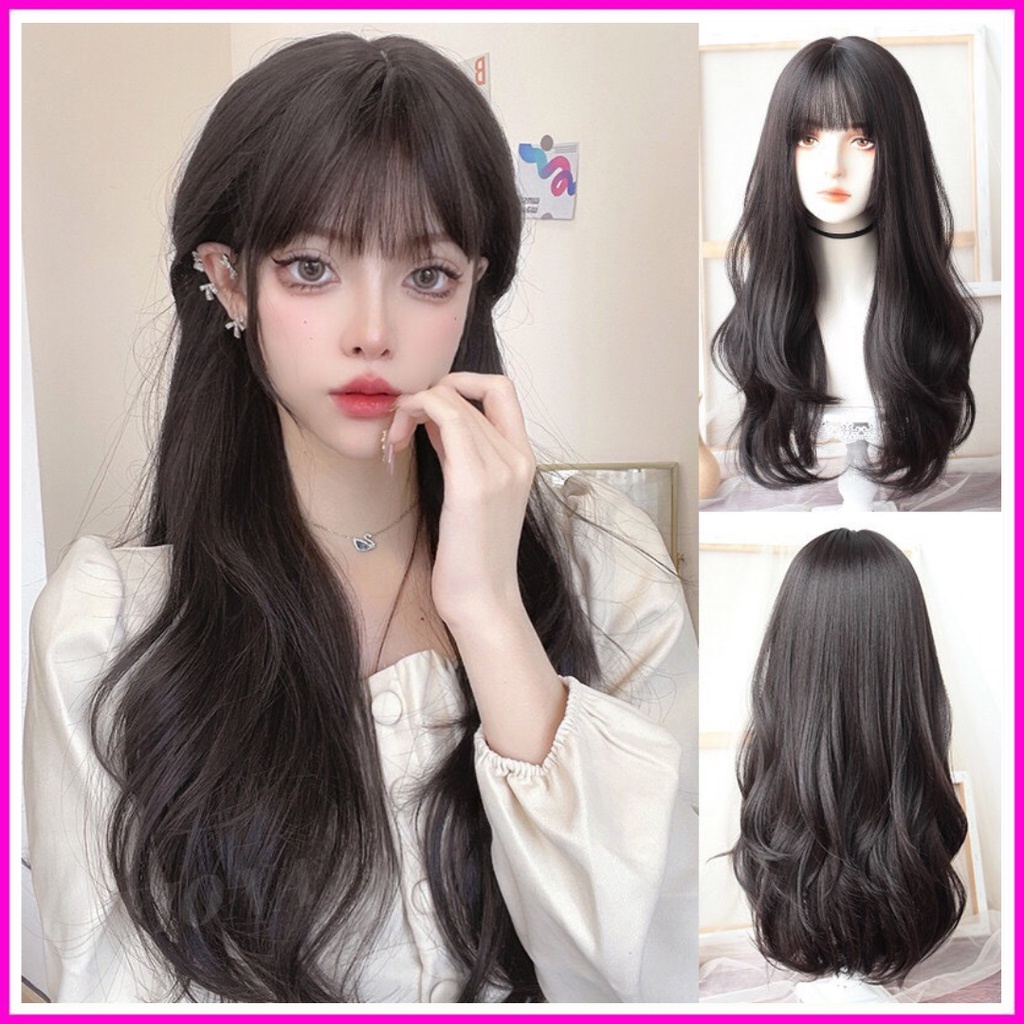 Tóc giả nữ nguyên đầu❤️FREESHIP❤️Cả đầu cao cấp xoăn sóng dài 9079A phong cách Hàn Quốc