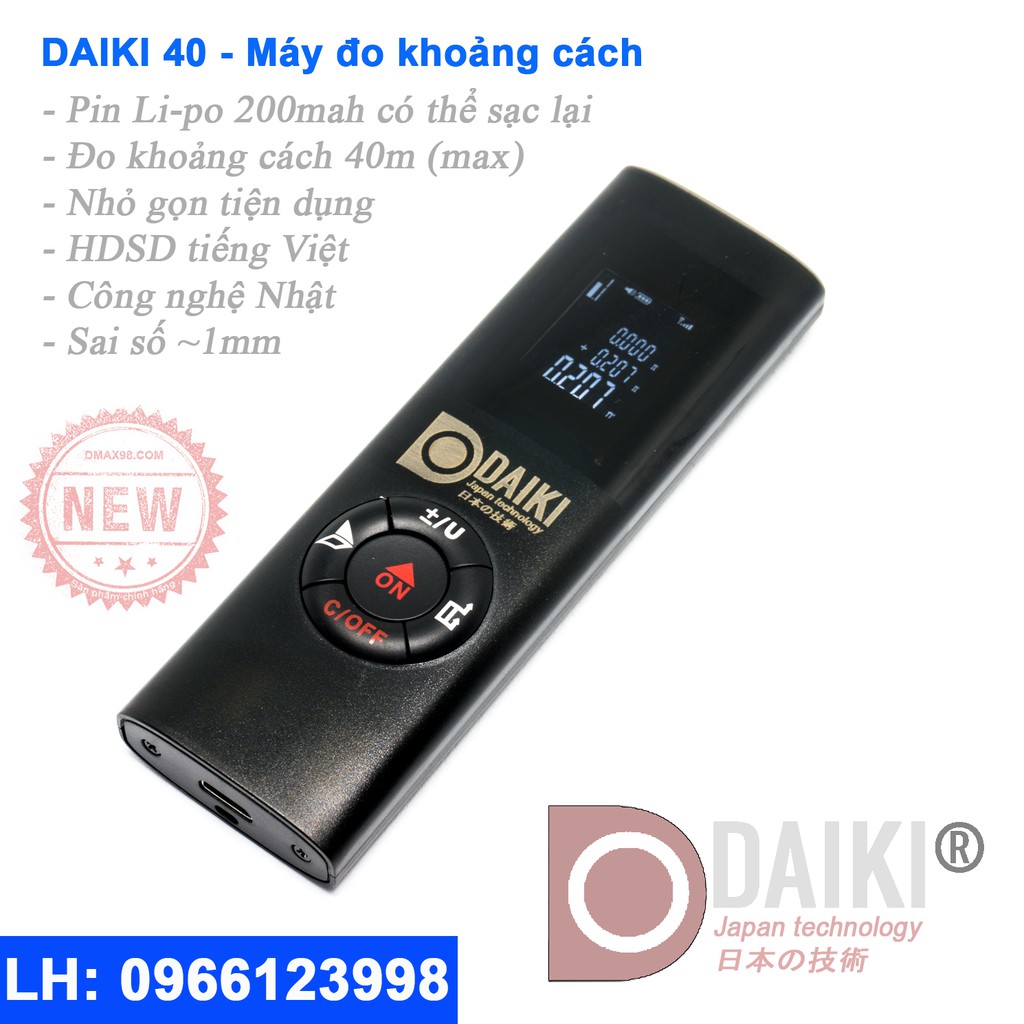 Máy đo khoảng cách DAIKI 40 - chính hãng Nhật Bản. Nhỏ gọn, dễ dùng