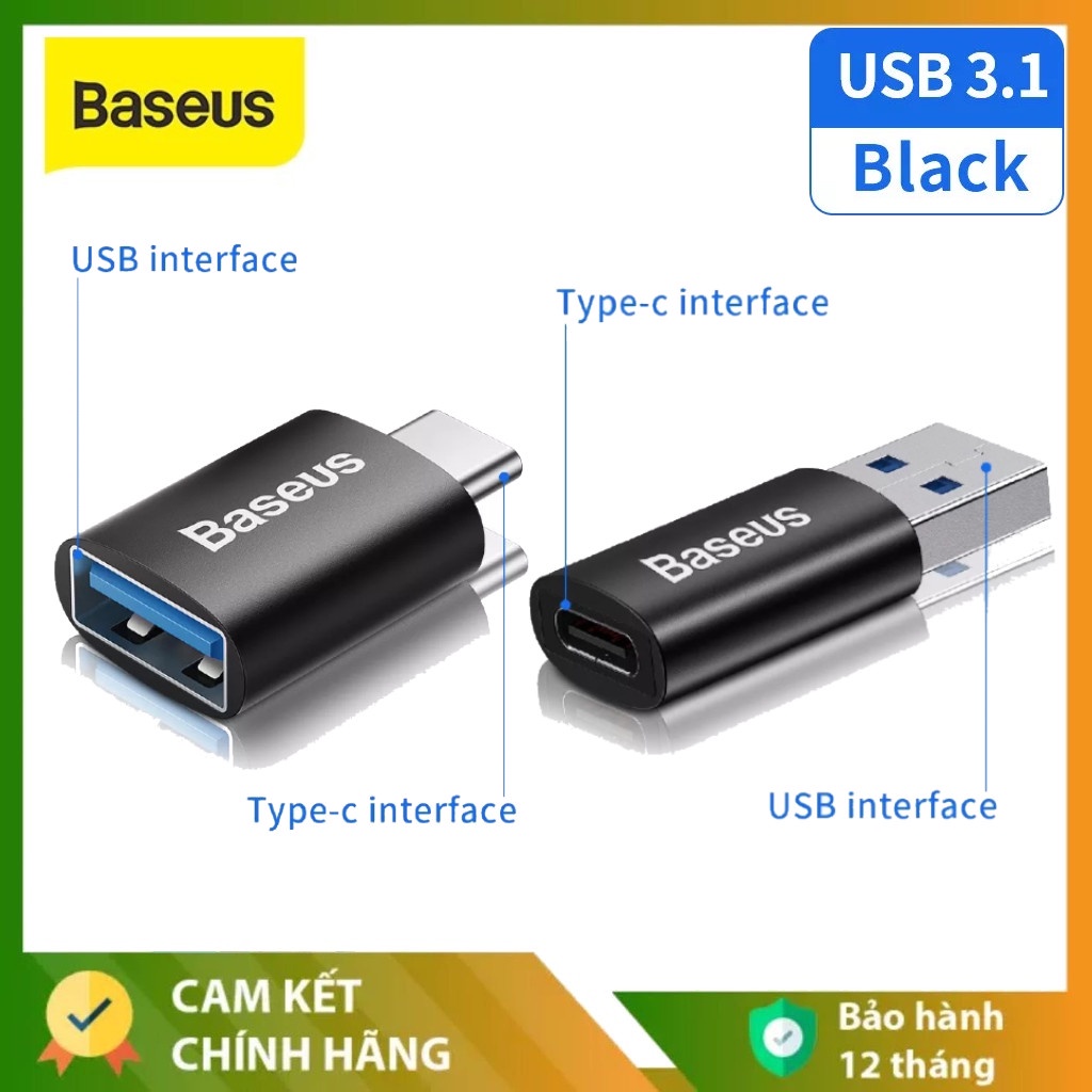 Đầu chuyển đổi OTG Baseus Ugreen 2.0 3.0 Type C sang USB A và USB sang Type C sạc, truyền dữ liệu tốc độ cao