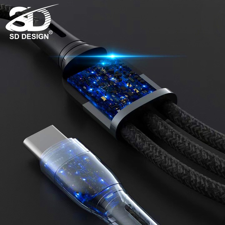 Cáp sạc SD-L22 3 đầu Cho Điện Thoại Phụ Kiện Tai Nghe Bluetooth Cáp Sạc Pin Dự Phòng - Shin Case