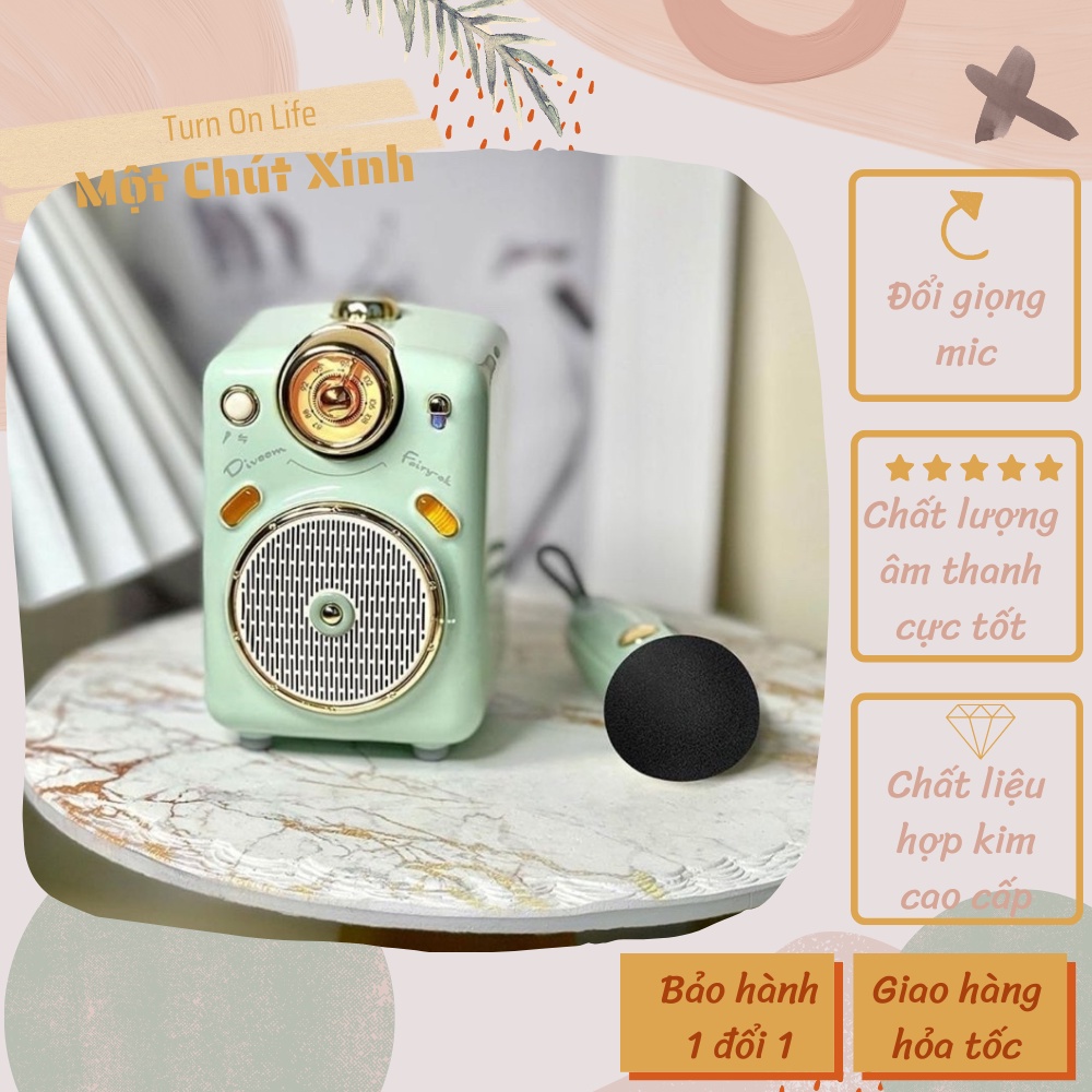 Loa Bluetooth Divoom Fairy-Ok công suất 10W kết hợp micro karaoke đa năng - Hàng chính hãng
