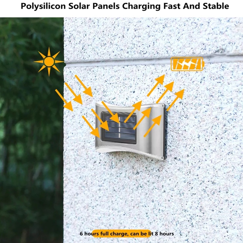 Đèn LED Inox Gắn Tường Chạy Bằng Năng Lượng Mặt Trời Chống Mưa Tiện Dụng