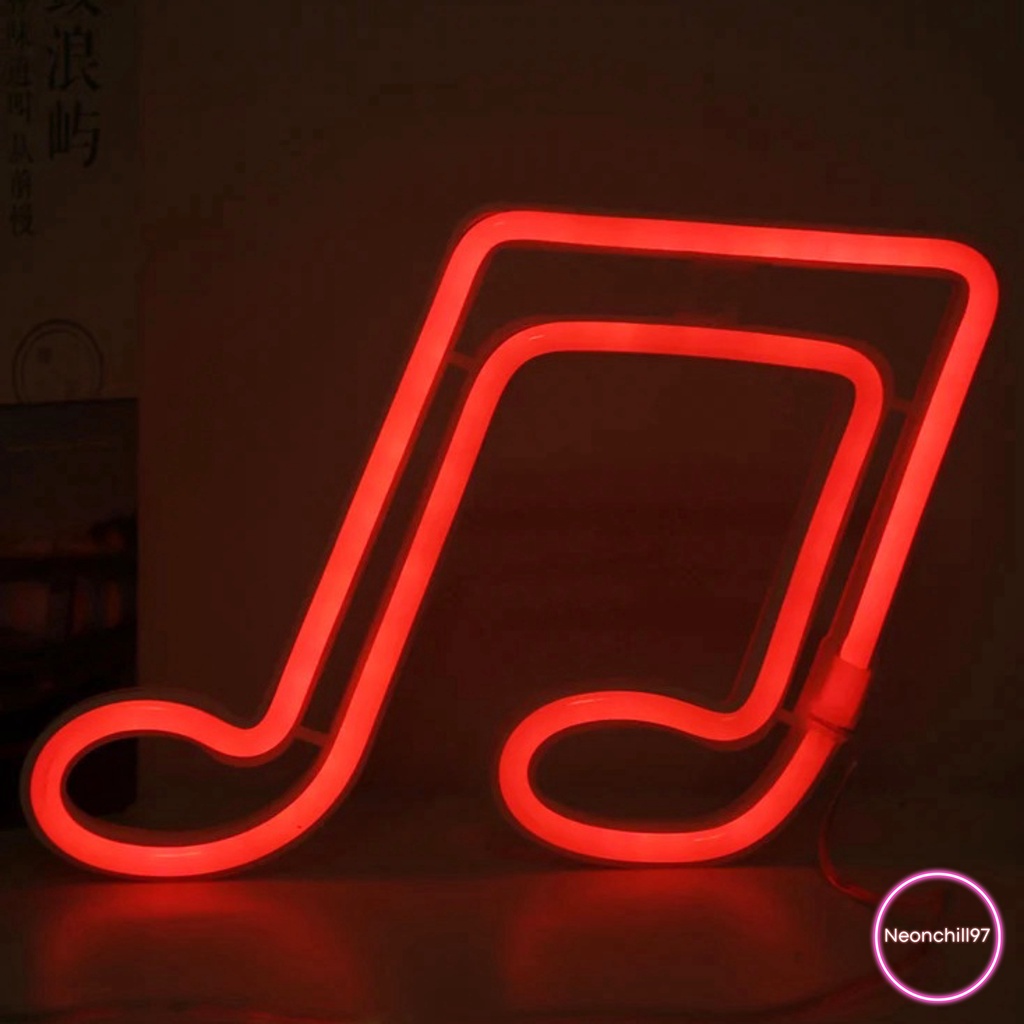 Đèn led neon nốt nhạc kép, Neonchill97, 30 x 25 cm, Đèn neon trang trí decor phòng