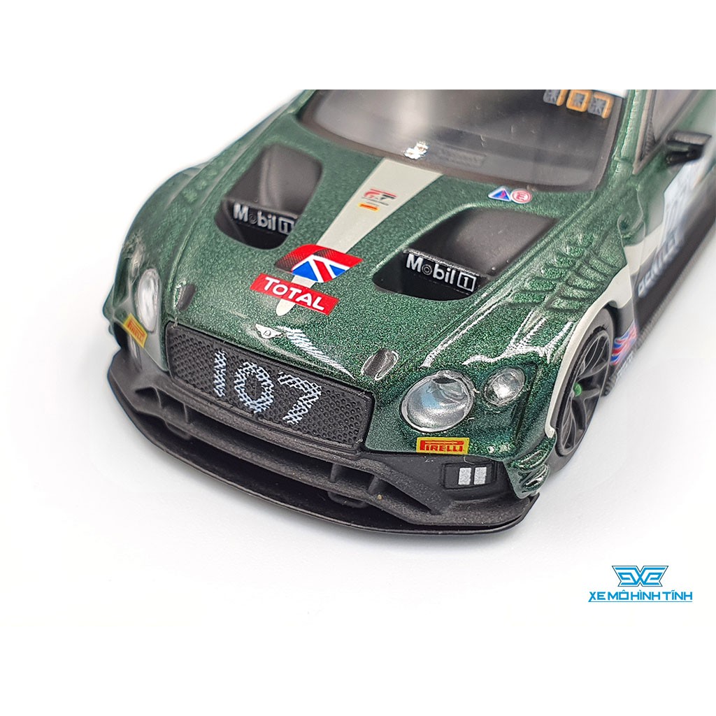 Xe Mô Hình Bentley Continental GT3 #107 M-Sport Team Bentley 2019 Total 24 Hours of Spa RHD 1:64 Mini GT (Xanh Rêu)