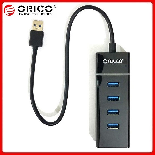 Bộ chia USB Orico W6PH4-U3-BK Hub 4 cổng USB 3.0 Màu đen - Hàng chính hãng BH 12 Tháng Viscom