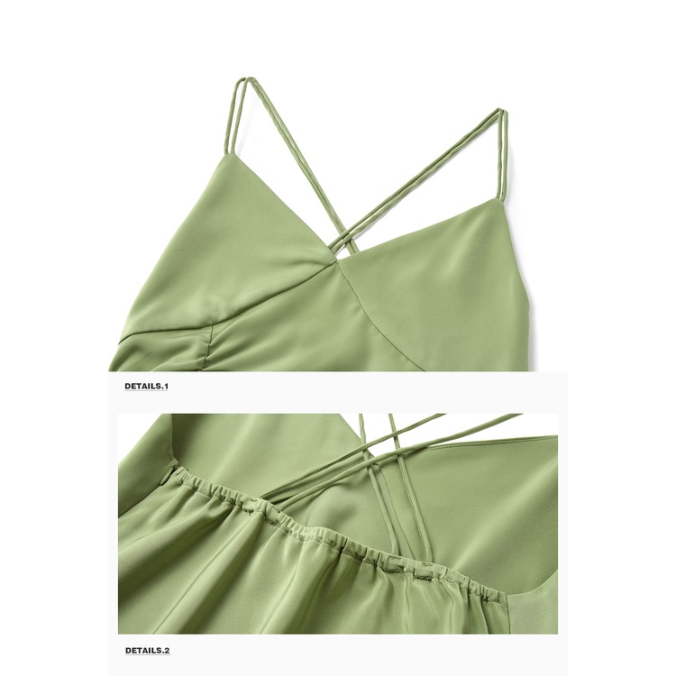 NEW - Váy đầm hai dây dáng dài xẻ tà cổ V A21