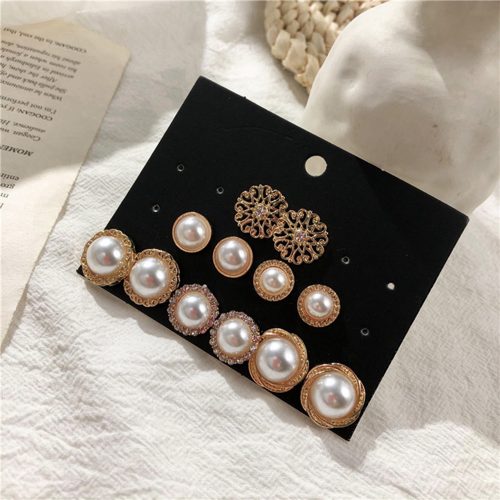 Set 6 Đôi Khuyên Tai Đính Đá Và Ngọc Trai Thanh Lịch Cho Nữ