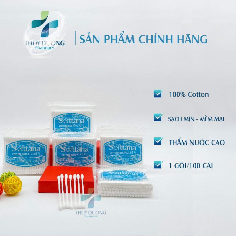 [Có sẵn] [Chính hãng] Combo 100 Chiếc Bông Tăm Ngoáy Tai Softtana Người Lớn