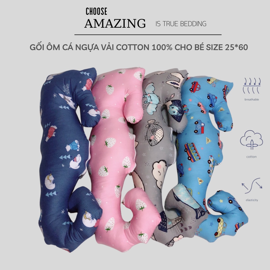 Gối ôm cá ngựa cho bé vải Cotton 100% đáng yêu, cute.
