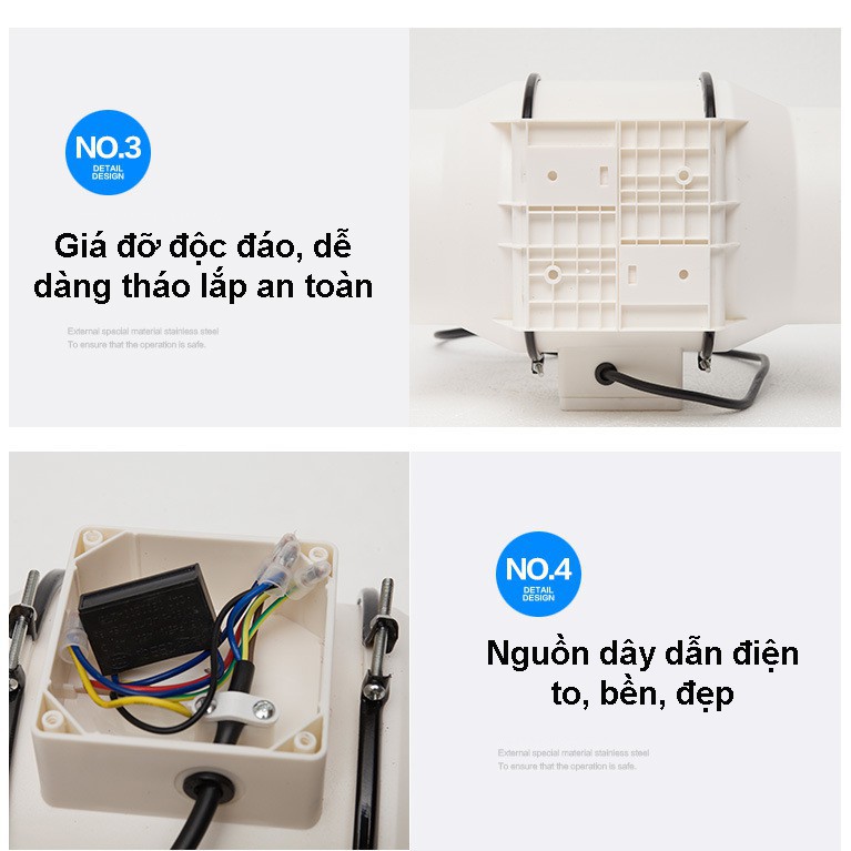Quạt hút thông gió nối ống phi 100mm - Quạt hút đồng trục - Hàng chính hãng siêu chống ồn