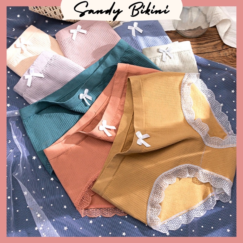 Quần Lót Nữ Cotton Gân Nổi Co Giãn 4 Chiều Tông Màu Pastel 3312