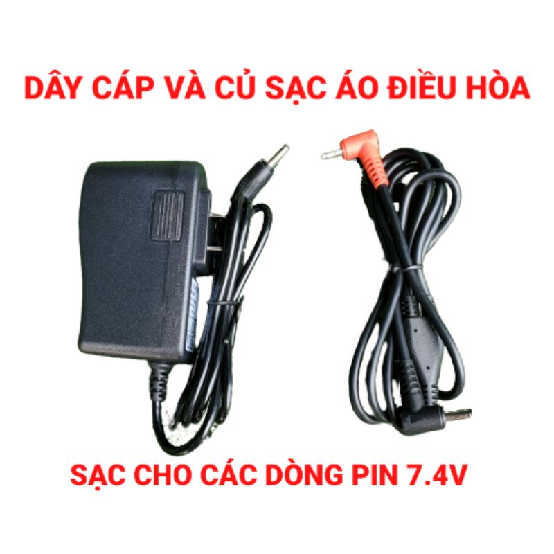 Củ sạc cho pin áo điều hòa nhật bản, dây cáp chân tròn lõi đồng lắp cho quạt điều hòa