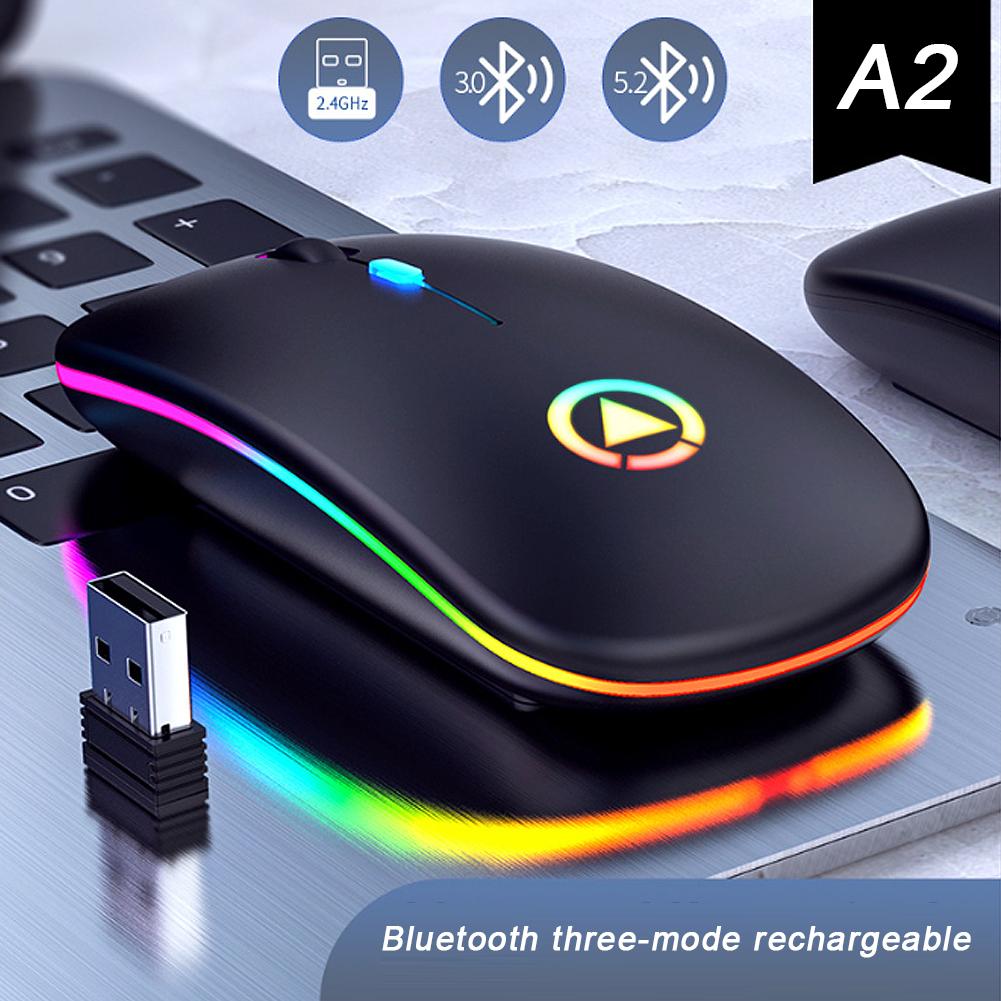 Chuột không dây RGB Chuột Bluetooth 5.0 Chuột máy tính Chuột chơi game phát sáng có thể sạc lại cho máy tính xách tay PC