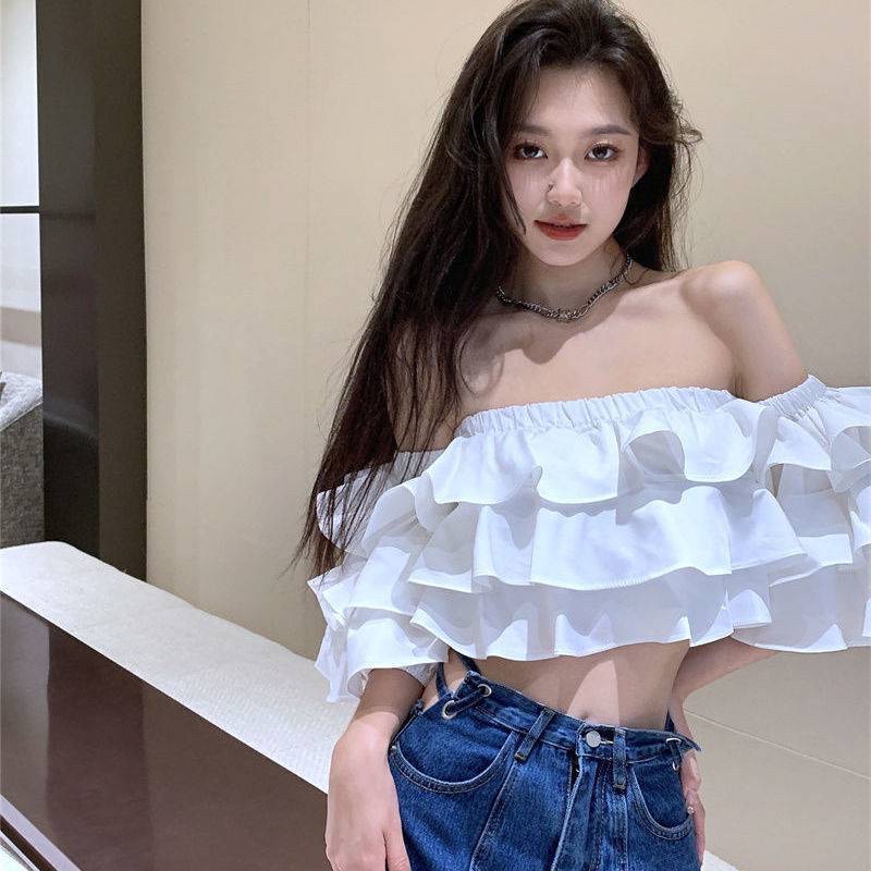 Áo trễ vai 3 tầng nhún bèo tiểu thư màu trơn xinh xắn, áo kiểu, crt, bẹt vai - Mã: 778 TV-FASHION