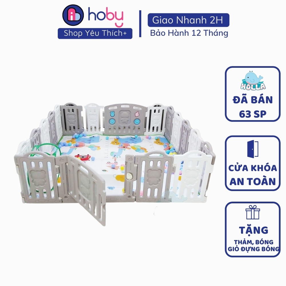 Bộ quây bóng Holla Bear - Quây cũi Bear bằng nhựa cho bé Holla hình gấu HL-0895 - Size S, M - Tháo lắp