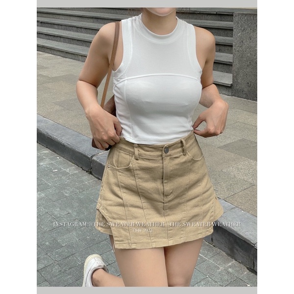 Quần short thô giả váy minizip cut out vạt bên the.sweaterweather TSW
