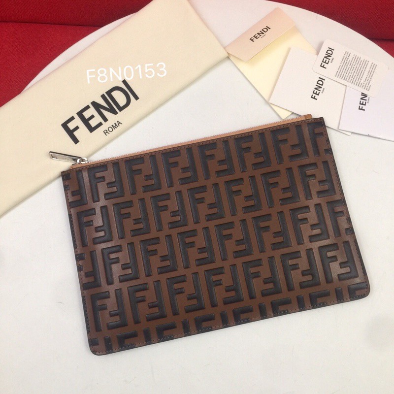 ví tab đứng in hoạ tiết logo khoá kéo dáng mỏng da mềm fendi FD