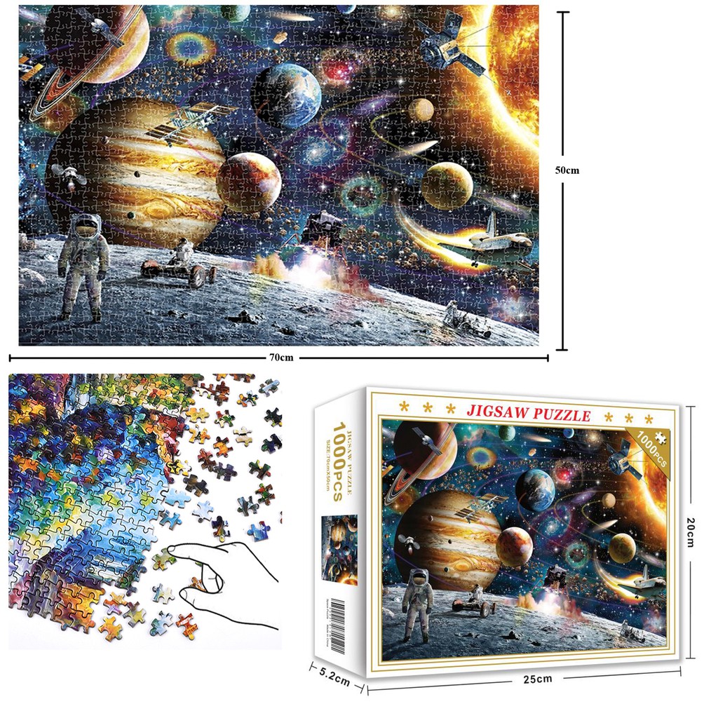 Bộ Tranh Ghép Xếp Hình 1000 Pcs Jigsaw Puzzle Space Travel Du Hành Vũ Trụ Thú Vị Cao Cấp-H39