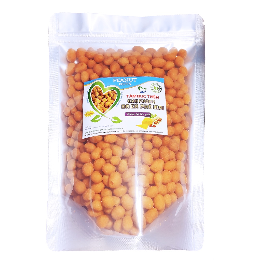 Combo 1KG Đậu Phộng Da Cá 2 Vị: Phô Mai và Dâu Tây Tâm Đức Thiện (2 x Túi 500GR)