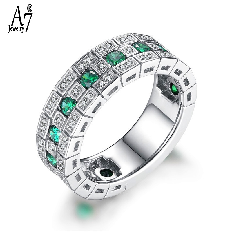 Nhẫn Đính Đá Toàn Bộ A7 Phong Cách Retro Cho Nam Nữ