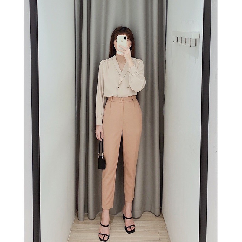 Quần âu nữ công sở 1 khuy cúc bọc vải cực đẹp | BigBuy360 - bigbuy360.vn