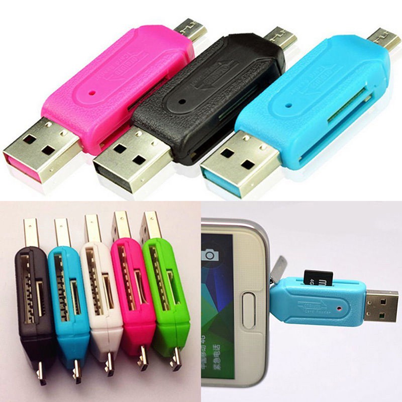 Đầu đọc thẻ nhớ SD/TF dạng micro USB 2.0 OTG 2 trong 1 cho Android