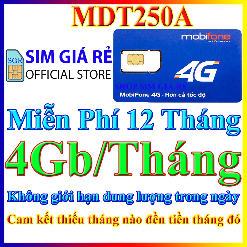 Sim 4G Mobifone MDT250A, 12MAX90, 12FD50, EDU trọn gói không cần nạp tiền, Shop Sim giá rẻ, xem chi tiết sim phần mô tả