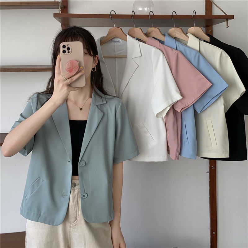 Áo Khoác Blazer Dáng Rộng Màu Sắc Đơn Giản Thanh Lịch Cho Nữ | BigBuy360 - bigbuy360.vn