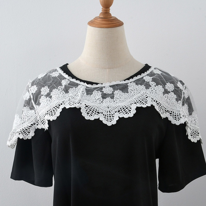 Dải Dây Ren Màu Trắng Thêu Hoa Trang Trí Cổ Áo DIY