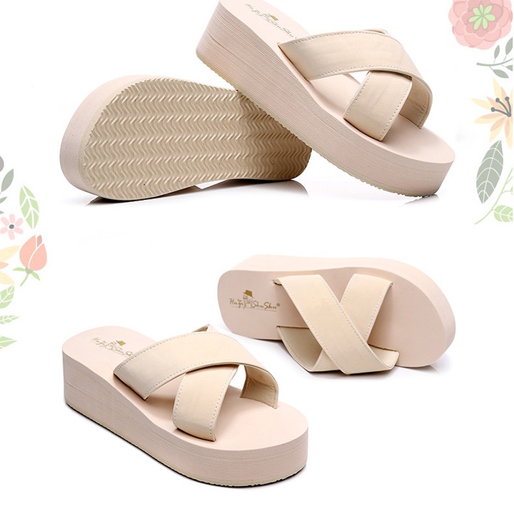 Dép Lê Nữ Đế Sandal Cao Quai Chéo 5P Đi Chơi, Văn phòng,Trong Nhà, Chống Trơn Trượt,Thấm Nước Mẫu Mới