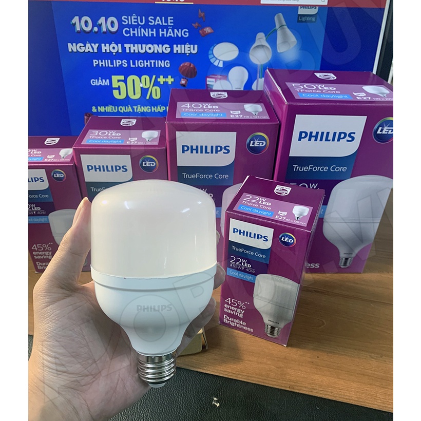 Bộ 2 Bóng đèn Philips LED TForce 22W HB E27- Ánh sáng trắng/ Ánh sáng vàng