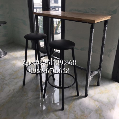 Bàn ghế cafe bàn ghế bar cao 1 bàn dài 1m + 2 ghế