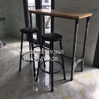 Bàn ghế cafe bàn ghế bar cao 1 bàn dài 1m + 2 ghế