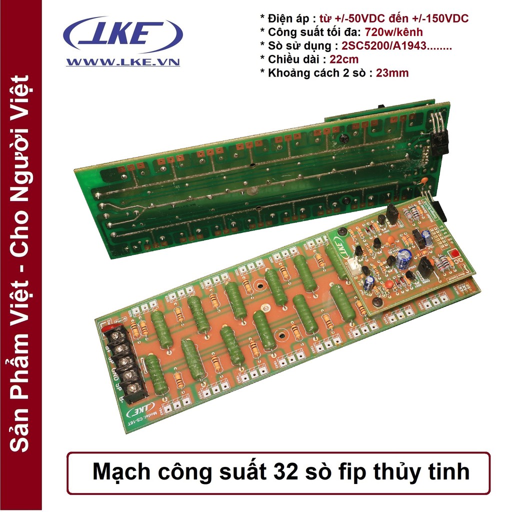 1 cặp mạch công suất ampli 32 Sò Fip thủy tinh trong LKE
