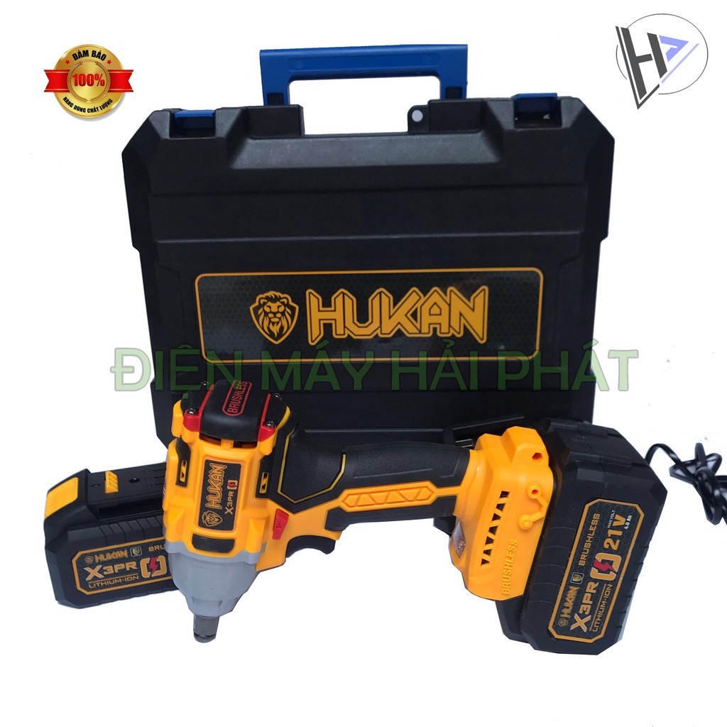 Máy siết bulong HUKANX3 dùng pin không chổi than 21V Hukan X3 Pro - Tặng 1 Đầu chuyển bắt vít - Kèm 2 pin đi theo máy