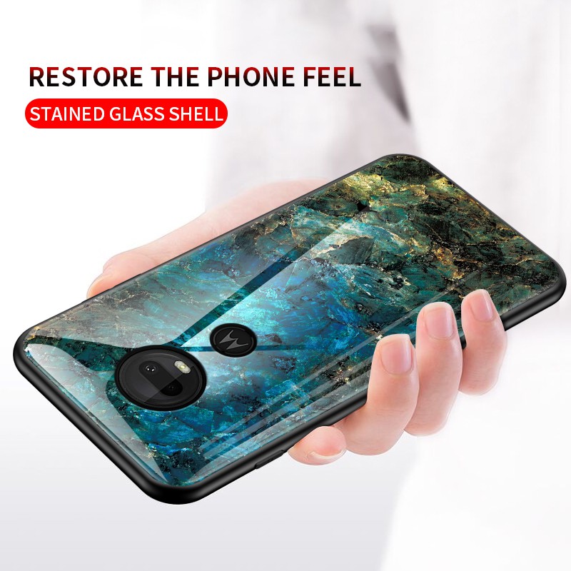 Motorola MOTO G5S G6 G7 G8 Plus Play Power Tempered Glass Phone Case Hard Cover