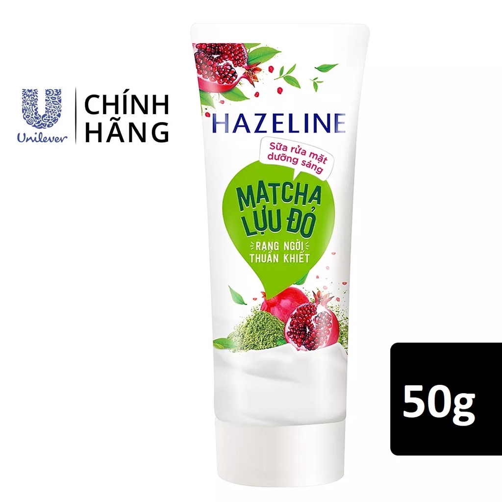 Sữa rửa mặt Hazeline Dưỡng sáng da Matcha & Lựu Đỏ - Yến mạch Dâu Tằm dịu nhẹ cho da 50g