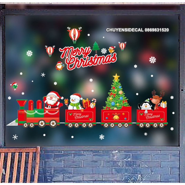 Decal trang trí tường Noel - Đoàn Tàu Noel Sắc Màu Mới