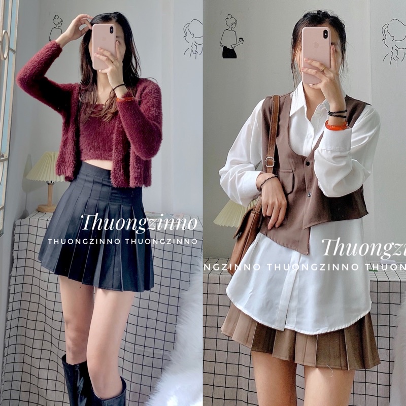 Chân váy tenis màu Tây hot Chân váy xếp li dáng xoè