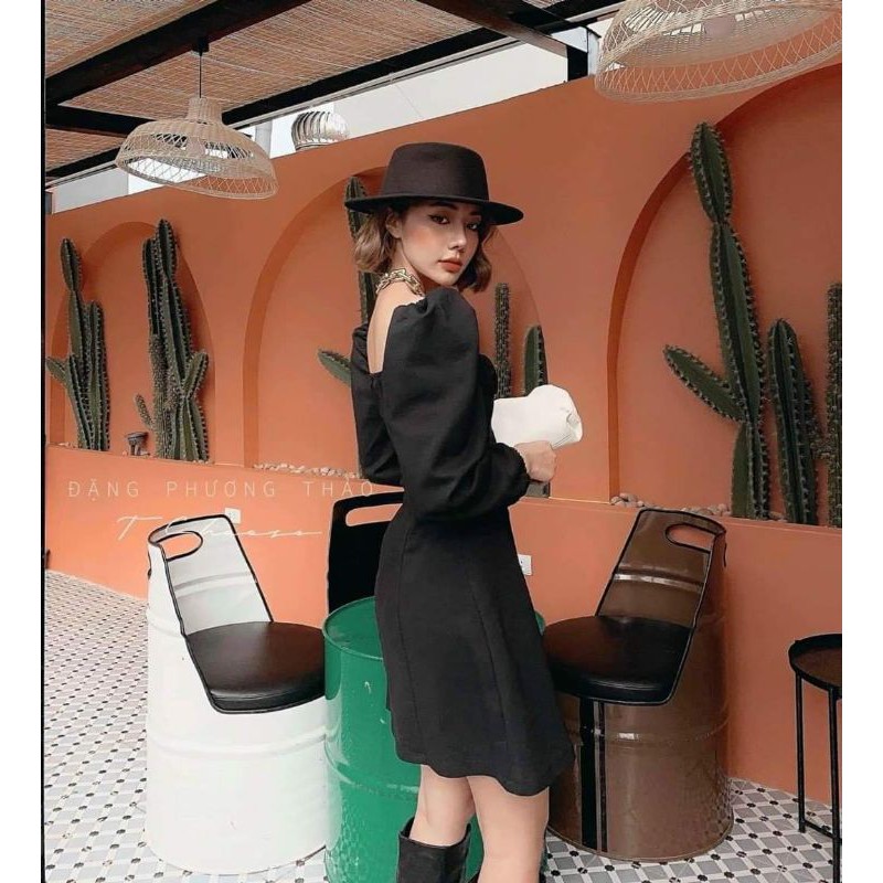 đầm nhíu ngực tay phồng mã 1510