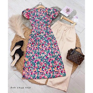 Set áo dài thêu hoa quần phi trắng