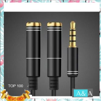 Dây chia từ jack 3.5 ra 1 tai nghe và 1 mic 4 khấc mạ vàng cao cấp, dây chia 1 tai 1 mic, jack chia audio