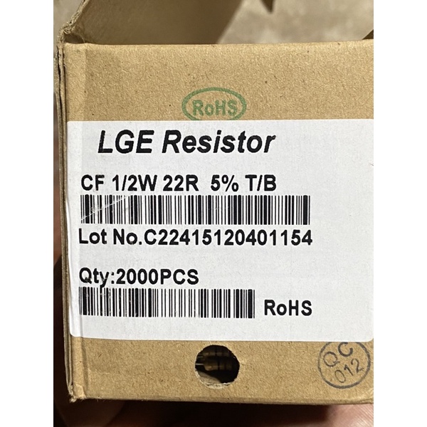 Hộp điện trở 1/2w 22ôm 5% chân đồng xịn ( hộp 2000pcs)