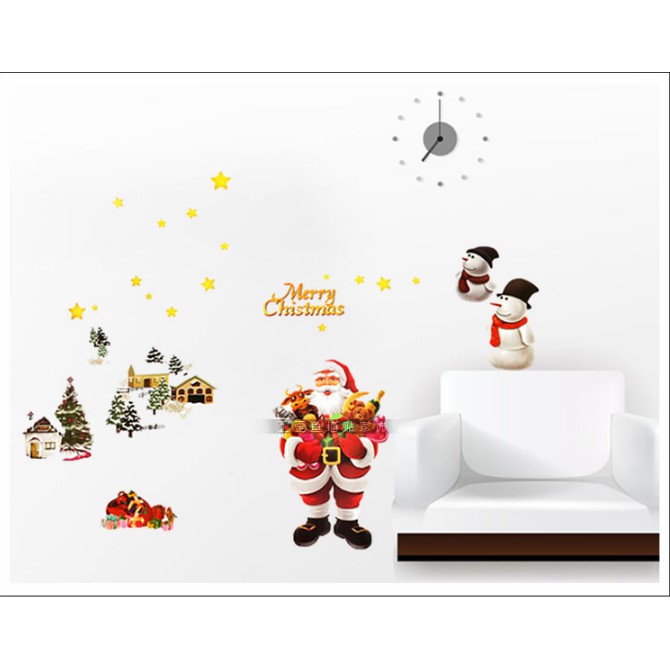 Decal Trang Trí Noel Ông Già Noel Và Quà Tặng