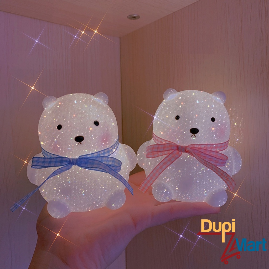 Đèn Ngủ Mini Gấu Tuyết Đeo Nơ Siêu Dễ Thương - Đèn Gấu Trang Trí Decor Nhà Cửa Phòng Ngủ - Món Quà Tặng Ý Nghĩa Cho Bé