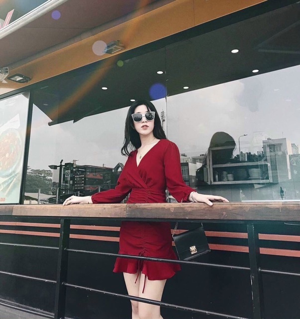 [Mã FAMAYWA2 giảm 10K đơn 50K] Váy chéo ngực tay dài(ảnh thật ở cuối) | BigBuy360 - bigbuy360.vn