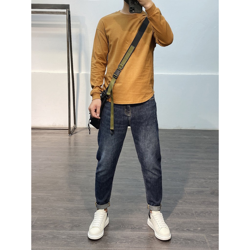Áo thun nam dài tay vạt bầu sweater chất cotton mềm thoáng mát 100% | BigBuy360 - bigbuy360.vn