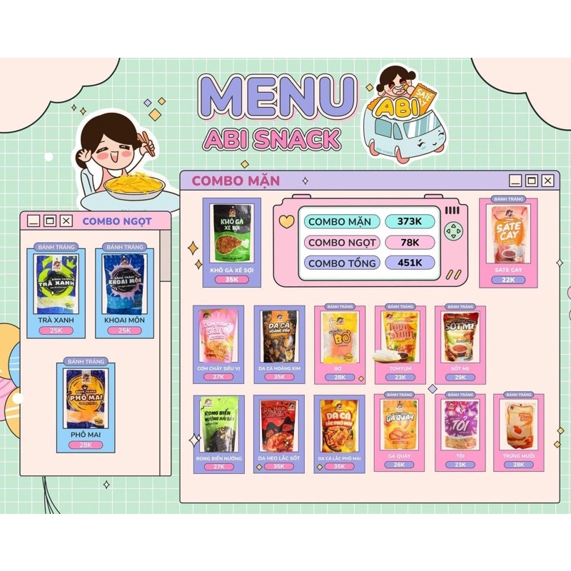 Bánh Tráng Abi Đủ 16 Vị  - Free Ship