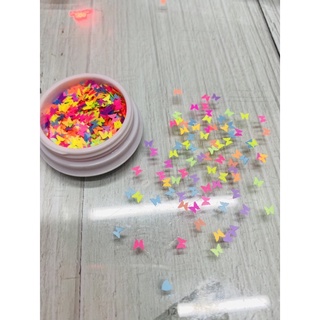 Sequin Hình Bướm Màu Neon Trang Trí Móng